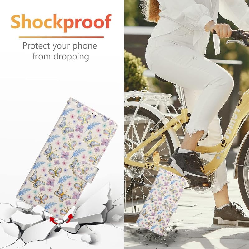 Image of ClickCase for vivo V60e 5G Gold Plating Printed PU Leather Wallet Case Flip Cover with Card Holder & Kickstand,Magnetic Flip Cover for vivo V60e 5G (Butterfly Floral)