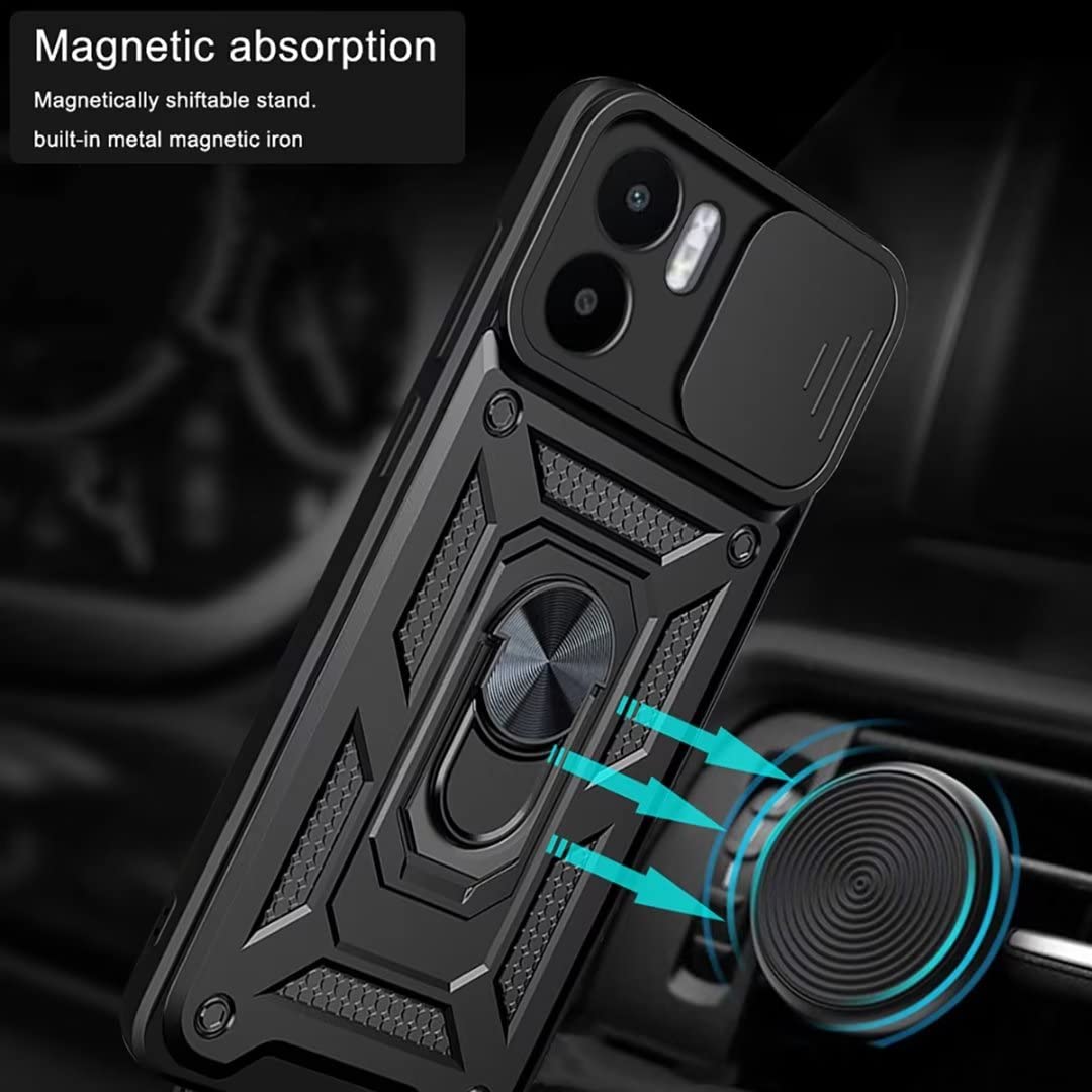 JIAFEI Cover Armor Per Xiaomi Redmi Note 12S 4G – Custodia Antiurto Con Anello Metallico E Copriobiettivo Scorrevole, Rosso