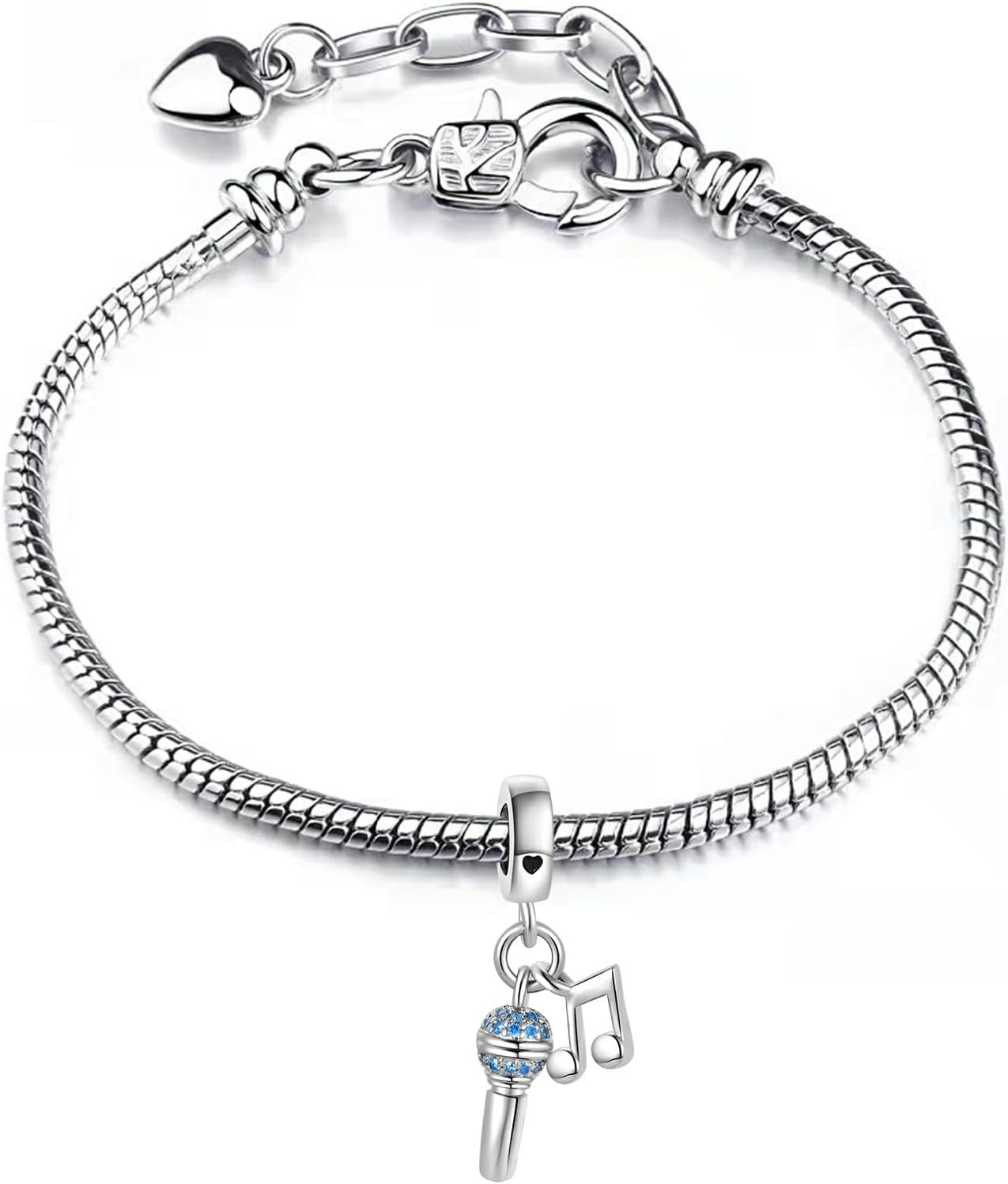 NARTGO Microphone with Music Note Charm for Music-lover Compatible with Pandora Charms Bracelets - Image 4