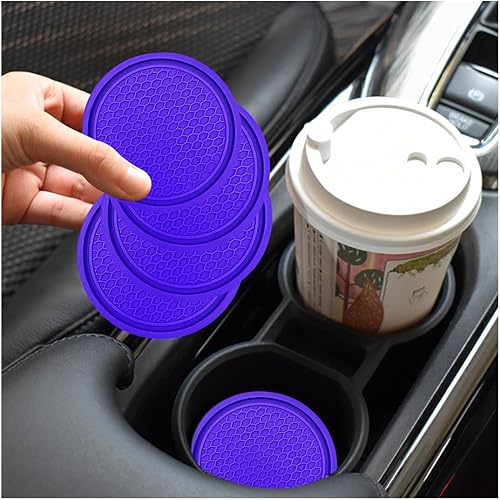 Paquete de 4 posavasos brillantes para automóvil, 2.75 pulgadas, de silicona, antideslizante, con diamantes de imitación, accesorios universales y