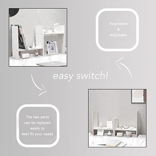 Miniatura 6 de MASAKA B&W - Organizador de escritorio de almacenamiento Kawaii para tu espacio de escritorio, estante de exhibición de plantas de doble H, estante