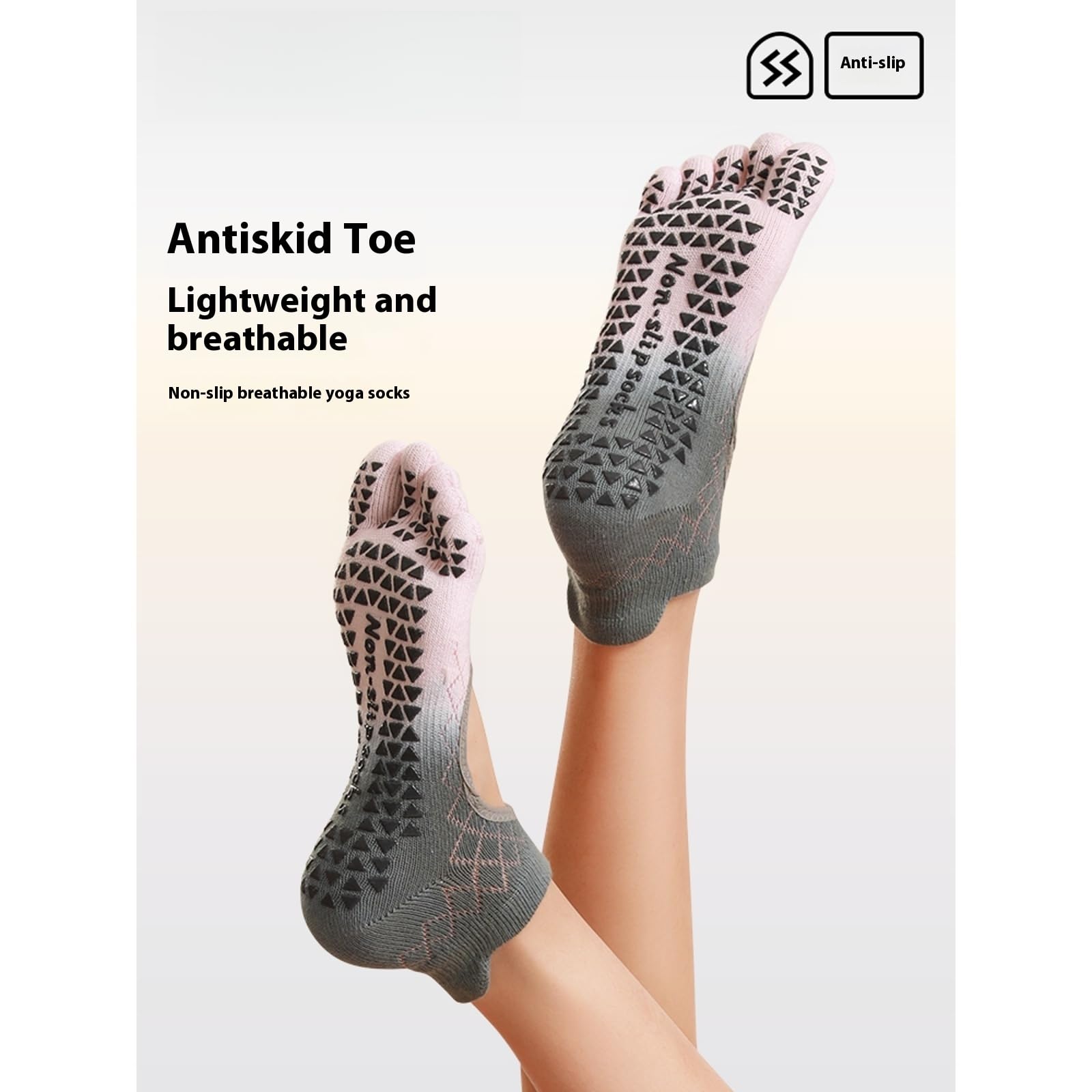 svlftecon Women Yoga Pilates Socks with Grips Non Slip Full Toe Ankle Socks Series 12