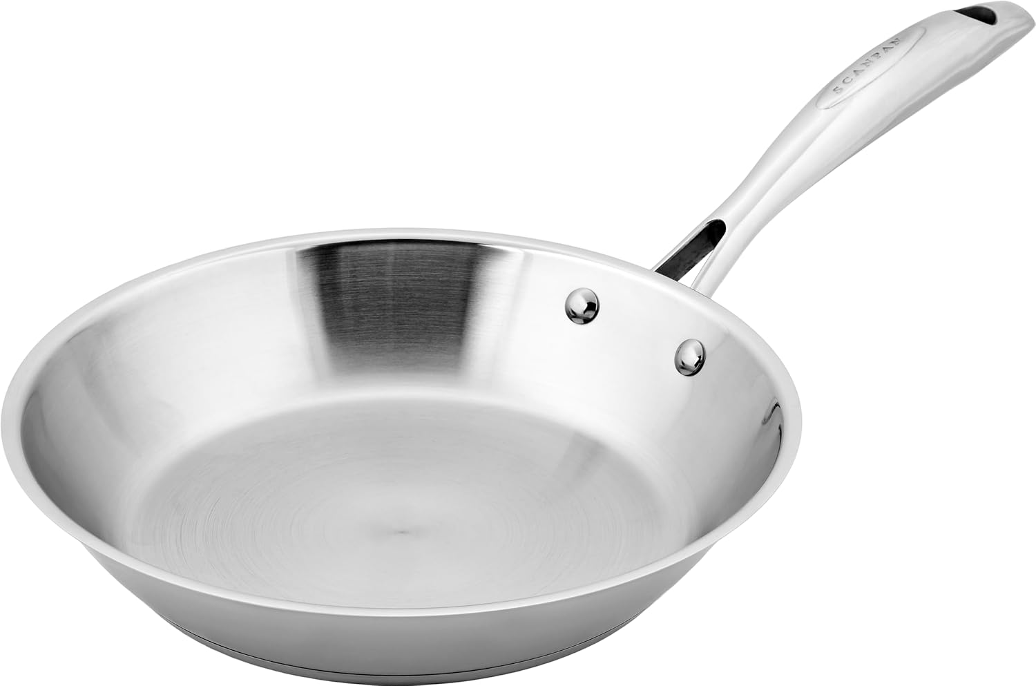 Scanpan STS Stainless Steel Frying Pan 24 cm Multifunctional Induction Pan with Aluminium Core, Slanted Sides Frying Pan for All Hob Types Oven Safe