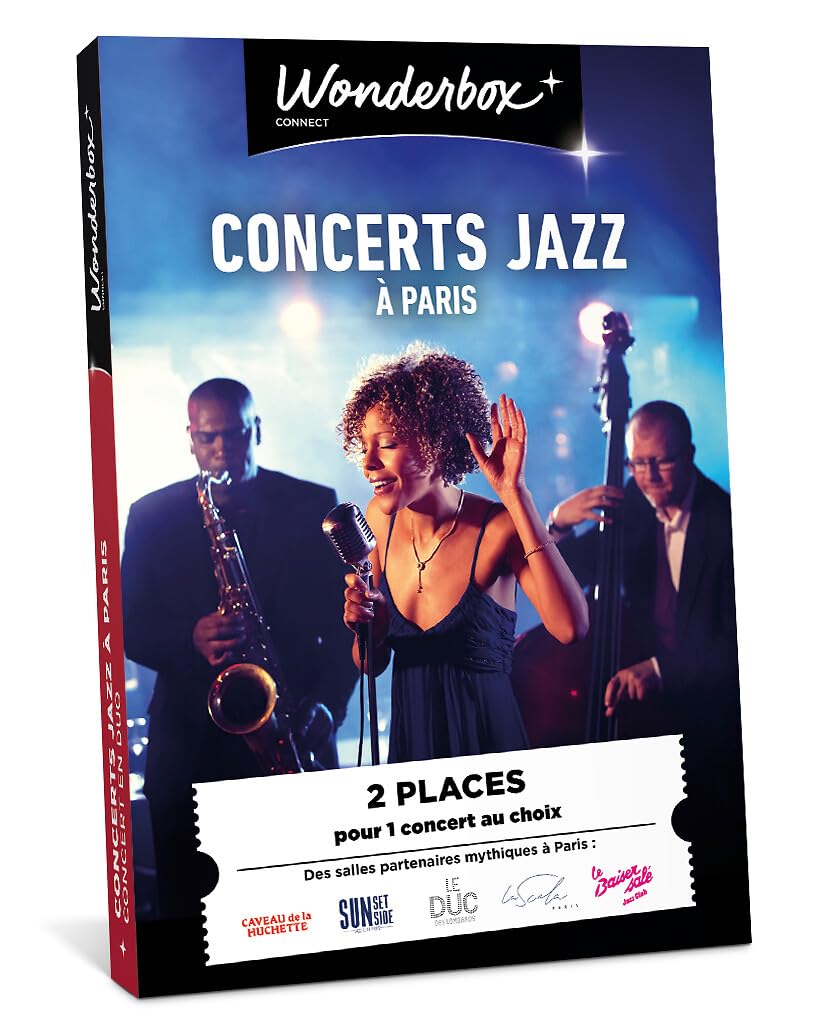Wonderbox Connect - Coffret Cadeau - Jazz à Paris - 2 Places pour Un Concert au Choix dans Une Salle Parisienne de renom - en Duo à Paris - Jazz, Swing, Blues, Soul... - Validité 27 Mois
