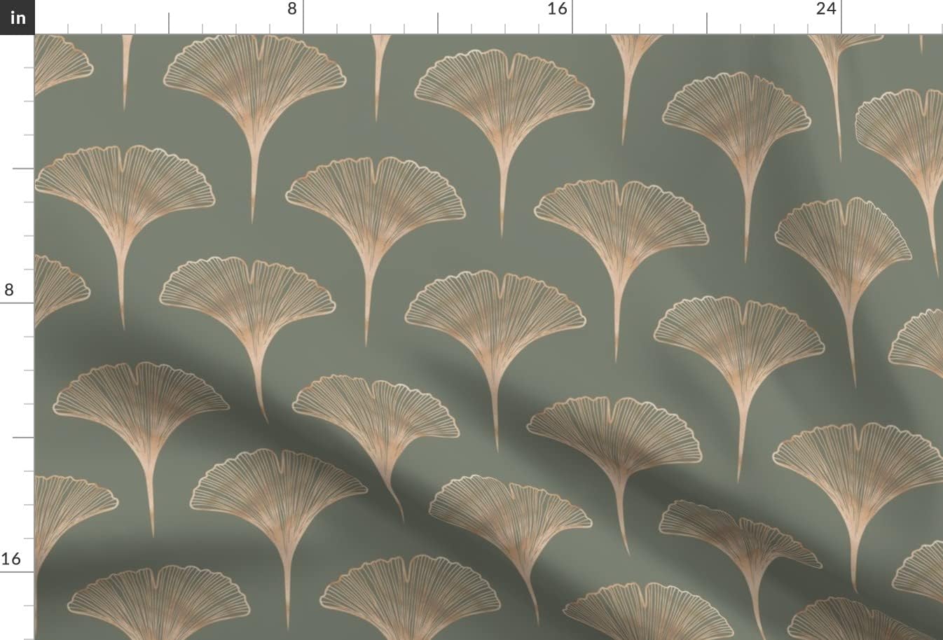 Spoonflower Fabric - Botanical Gingko Sage Green Gray Stylised Leaves Faux Rose Gold Simple Printed on Upholstery Velvet Fabric by The Yard - Upholstery Home Decor Bottomweight Apparel