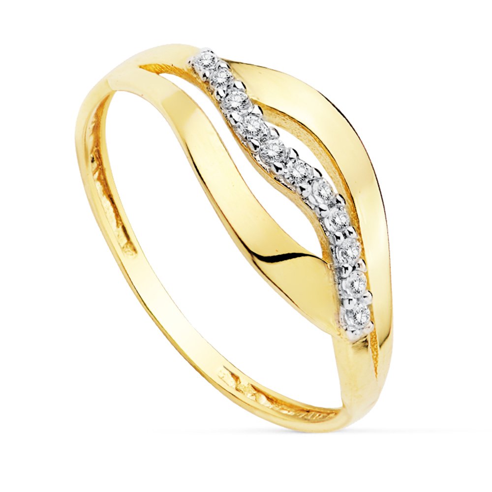 Alda Joyeros Sortija de Mujer Oro Bicolor 18 kilates Anillo Joya Río
