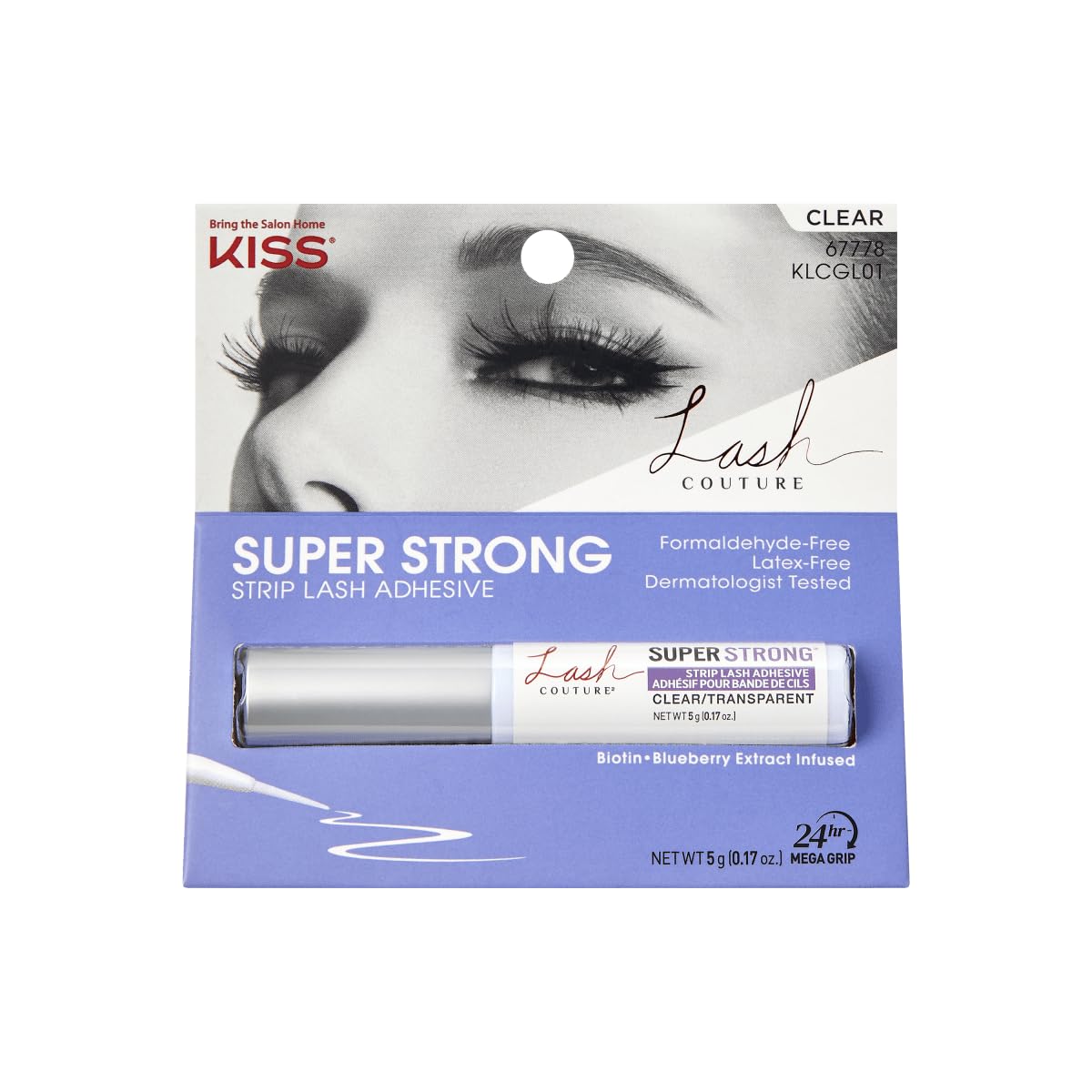 Kiss Lash Couture Strip Lash Adhesive 0.17 Oz / 5 G - 67778 Clear Klcgl01, White