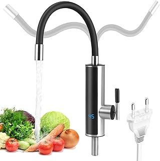 Comprar Calentador de Agua Electrico Instantaneo, 3000 W Grifo de Cocina con Indicador de Temperatura LCD, 360° Flexible Rotación, para Cocina Jardín Baño