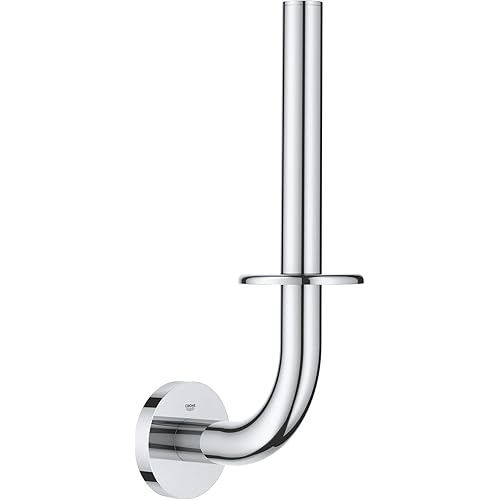 GROHE 40385001 Essentials Wall-Mounted Spare Toilet Paper Holder, Starlight Chrome