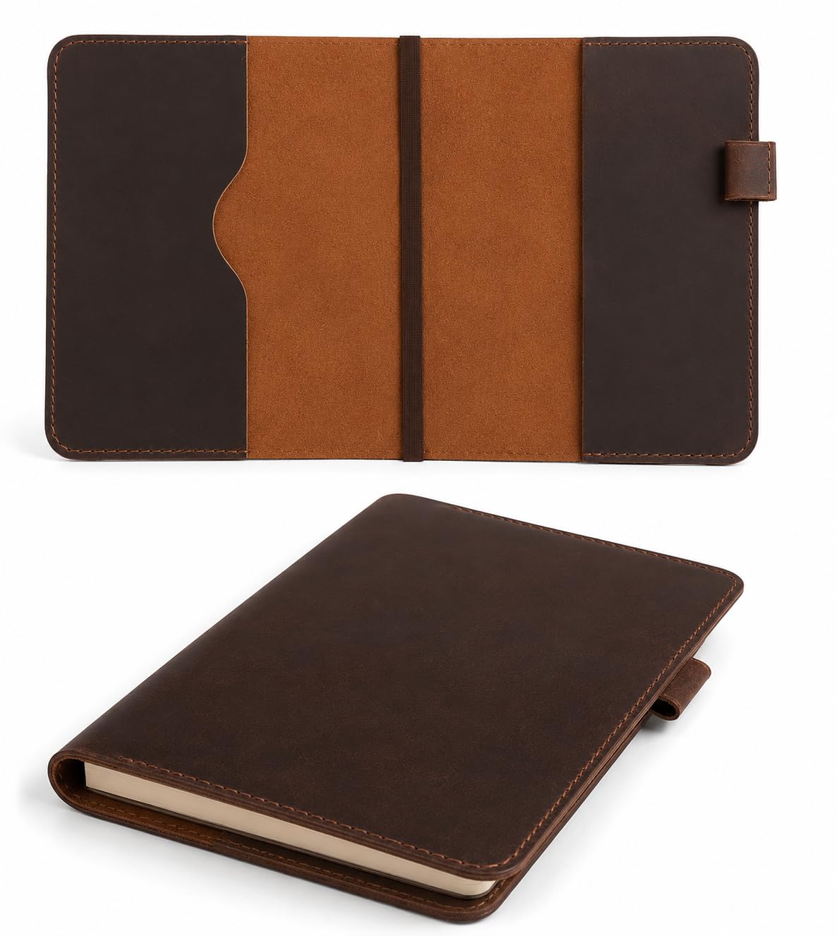 A5-Tagebuchhülle aus Vollnarbenleder, für 14,6 x 21 cm Hardcover-Notizbuch, nachfüllbarer Leder-Notizbucheinband mit Stiftschlaufe, kompatibel mit Leuchtturm1917, Moleskine & A5-Planer