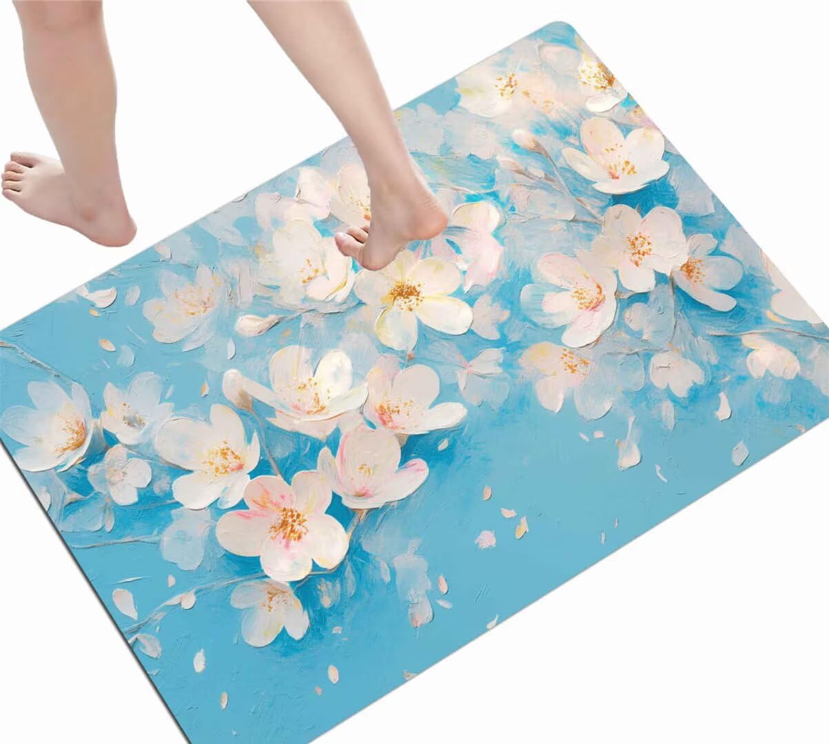 Tapis de douche absorbant antidérapant blanc 50x80cm au séchage rapide pour le sol