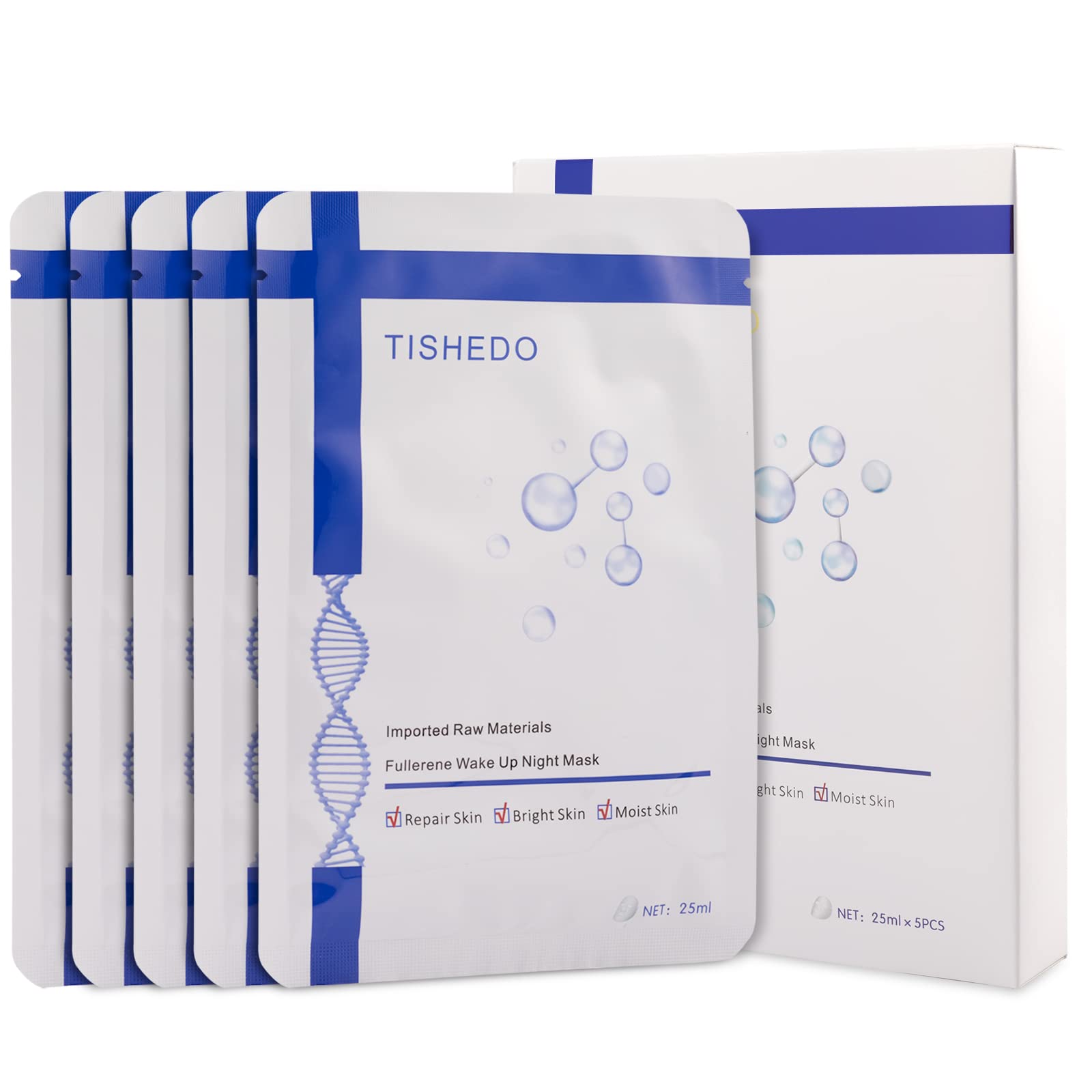 Photo 1 of **BRAND NEW**
TISHEDO Face Mask Skin Care Moisturizing Facial Mask with Hyaluronic Acid Sheet Mask Skin Care Products for Women Daily Hydrating Repairing Smoothing Firming(Pack of 5) 3.20 Fl Oz (Pack of 5) Fullerene Wake Up Night Mask