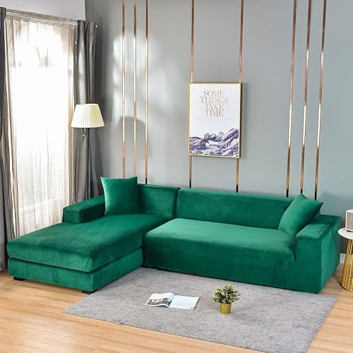 Funda de terciopelo en forma de L para sofá esquinero, funda de sofá modular de 1234 plazas, protector de muebles para perros, mascotas y niños