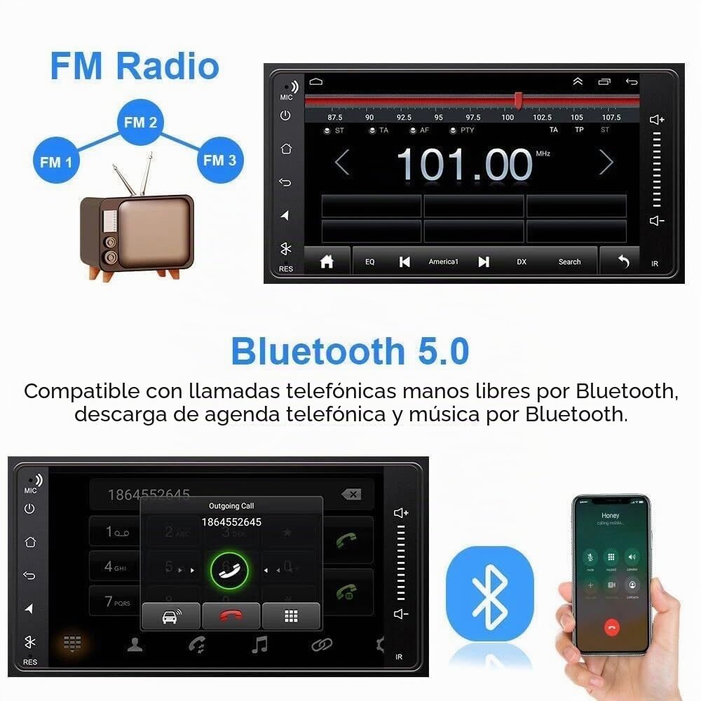 2+64G Radio Doble DIN para Ford Ka 2008-2014 con Pantalla Bluetooth, Radio para Coche con Pantalla táctil IPS de 9 Pulgadas Carplay inalámbrico Android, WiFi cámara de Marcha atrás FM/RDS Mirror Link