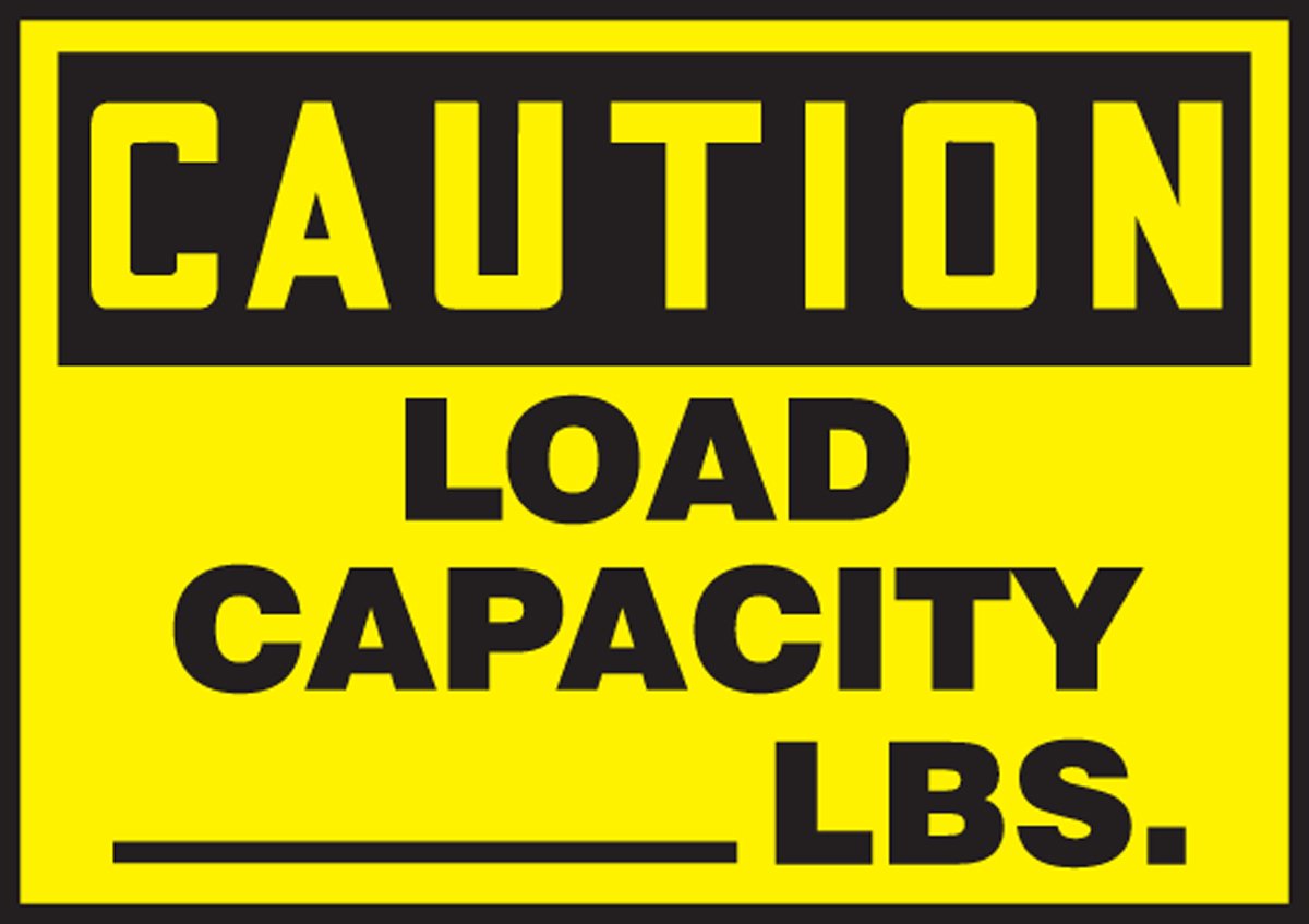 AccuformSigns LVHR602VSP Safety Label, Legend "Caution Load Capacity_____ LBS.", 3.5" Length x 5" Width x 0.004" Thickness, Adhesive Vinyl, Black on Yellow (Pack of 5)