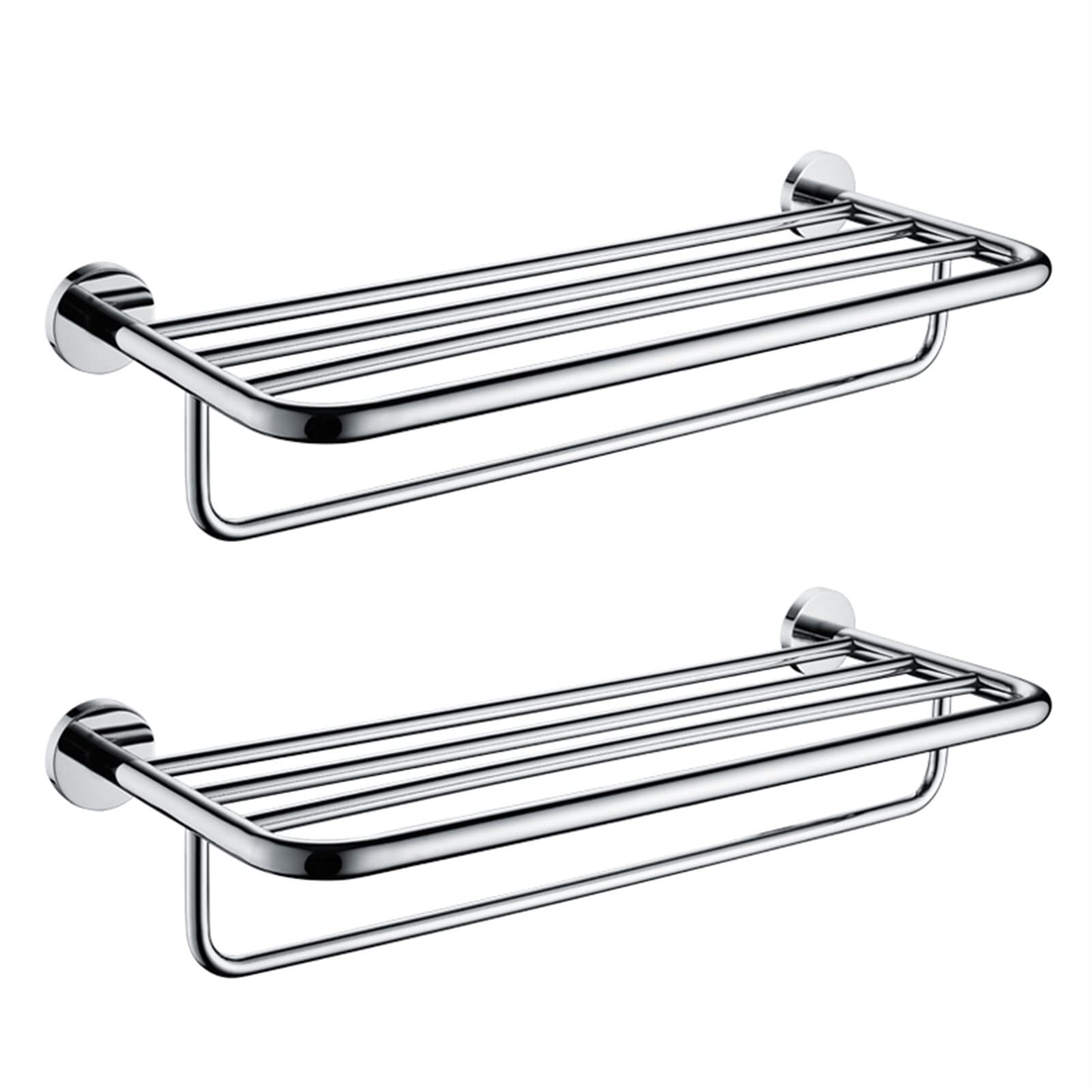 Toallero de acero inoxidable de pared para baño en juego de 2 estantes