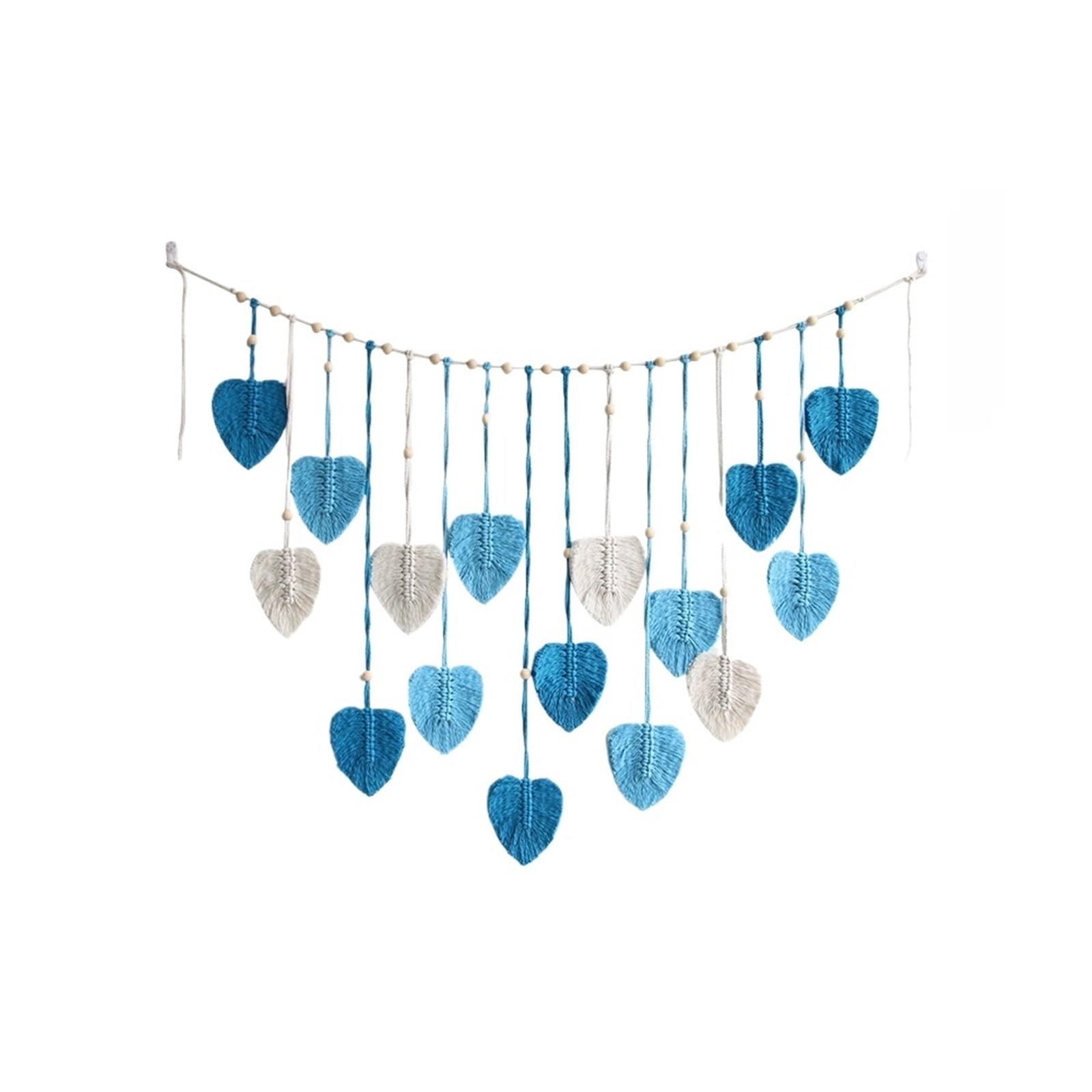 Blatt Makramee Wandbehang Gewebter Wandteppich Blätter Quasten Ornamente Home Wohnzimmer Hochzeitsdekoration Handgemachte Kunst Für die Dekoration von Wänden(Blue)