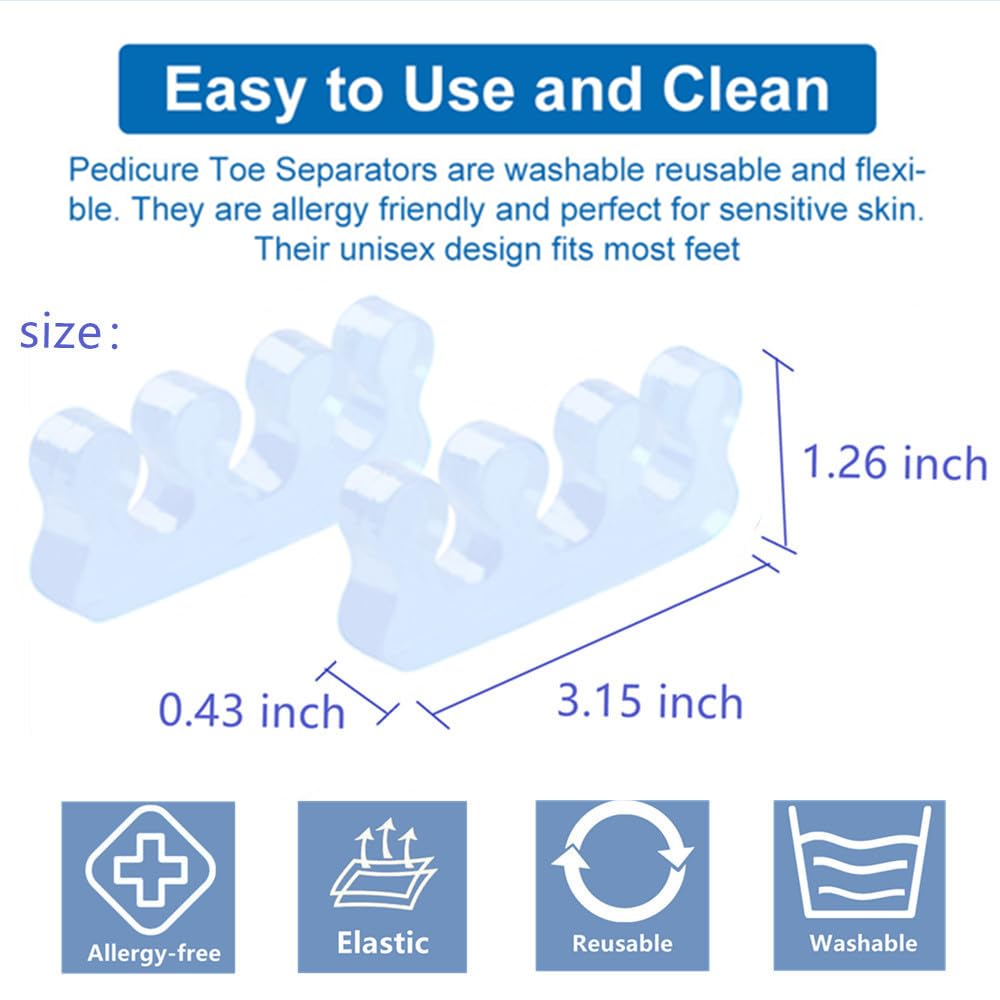 ZaxSota Pedicure Toe Separators for Bunion & Nail Polish Orthopedic Gel Toenail Dividers, Soft Gel Pedicure Kit Suitable for Salon Supplies, Beauty Tools for Toenail Separation: White