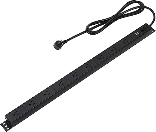 Miniatura 7 de Amazon Basics Protector de sobretensiones de regleta de alimentación, 12 tomas, resistente, de metal, 600 julios, cable de extensión de 6 pies,