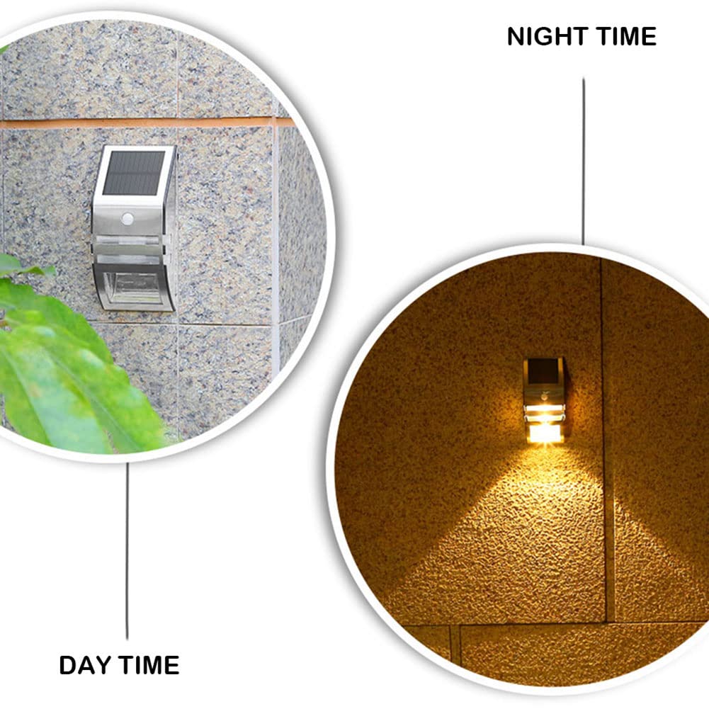 Solarlampen für Außen mit Bewegungsmelder LED Solar Wandleuchten Edelstahl Außenbeleuchtung IP65 Wasserdicht Solarleuchten Aussenleuchte Wandlampen für Garten Haustür Garage Pfad Zaun,4pc