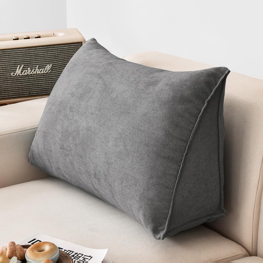 Almohada de lectura de posicionamiento para cabecero, sofá, silla, cama, cojín de apoyo para la espalda, almohada lumbar para silla de oficina, 60 x 35 x 20 cm (100 x 35 x 20 cm, gris oscuro)