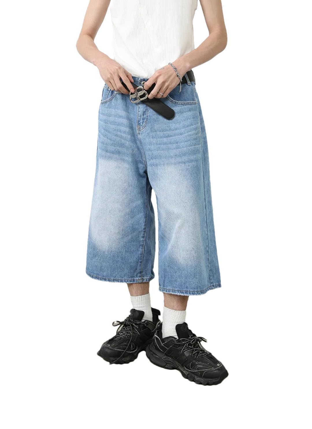 Damskie dżinsy w stylu vintage z wysokim stanem na co dzień luźne szorty z szerokimi nogawkami Street Denim szorty