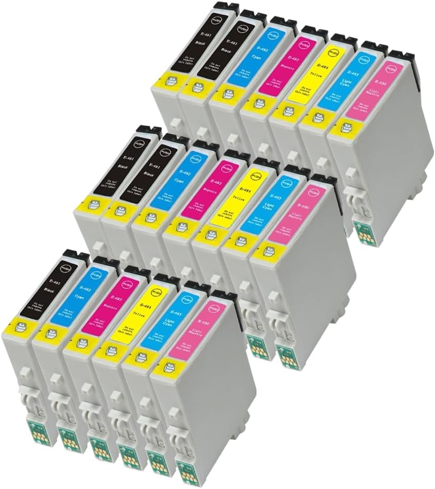 PerfectPrint Compatible Ink Cartridge Replacement for Epson Stylus Photo R200 R220 R300 R320 R340 RX500 RX600 RX620 RX640 T0487 (Black/Cyan/Magenta/Yellow,Light-Cyan,Light-Magenta, 20-pack)