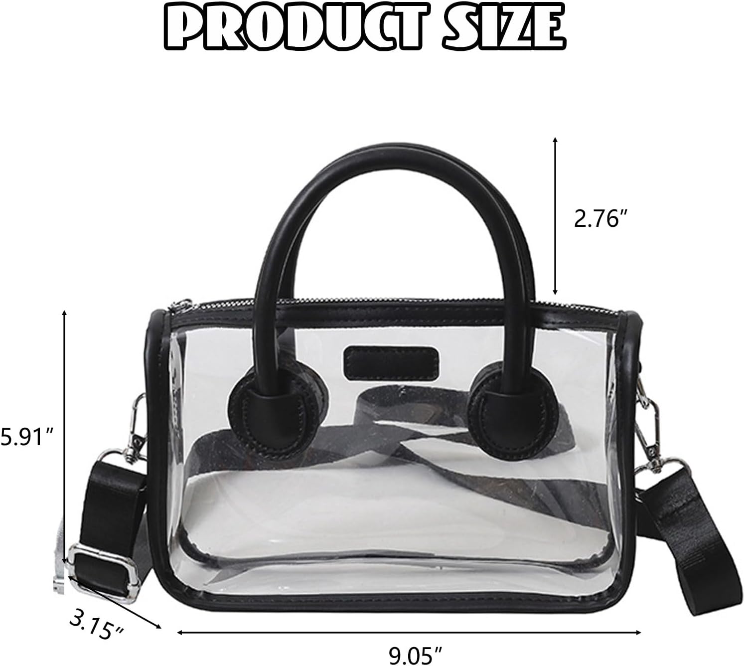 WREWING Clear Bag for Stadium Approved PVC Handbag for Women Crossbody Purse Shoulder Bag for Events Concerts Travel Daily - Image 8