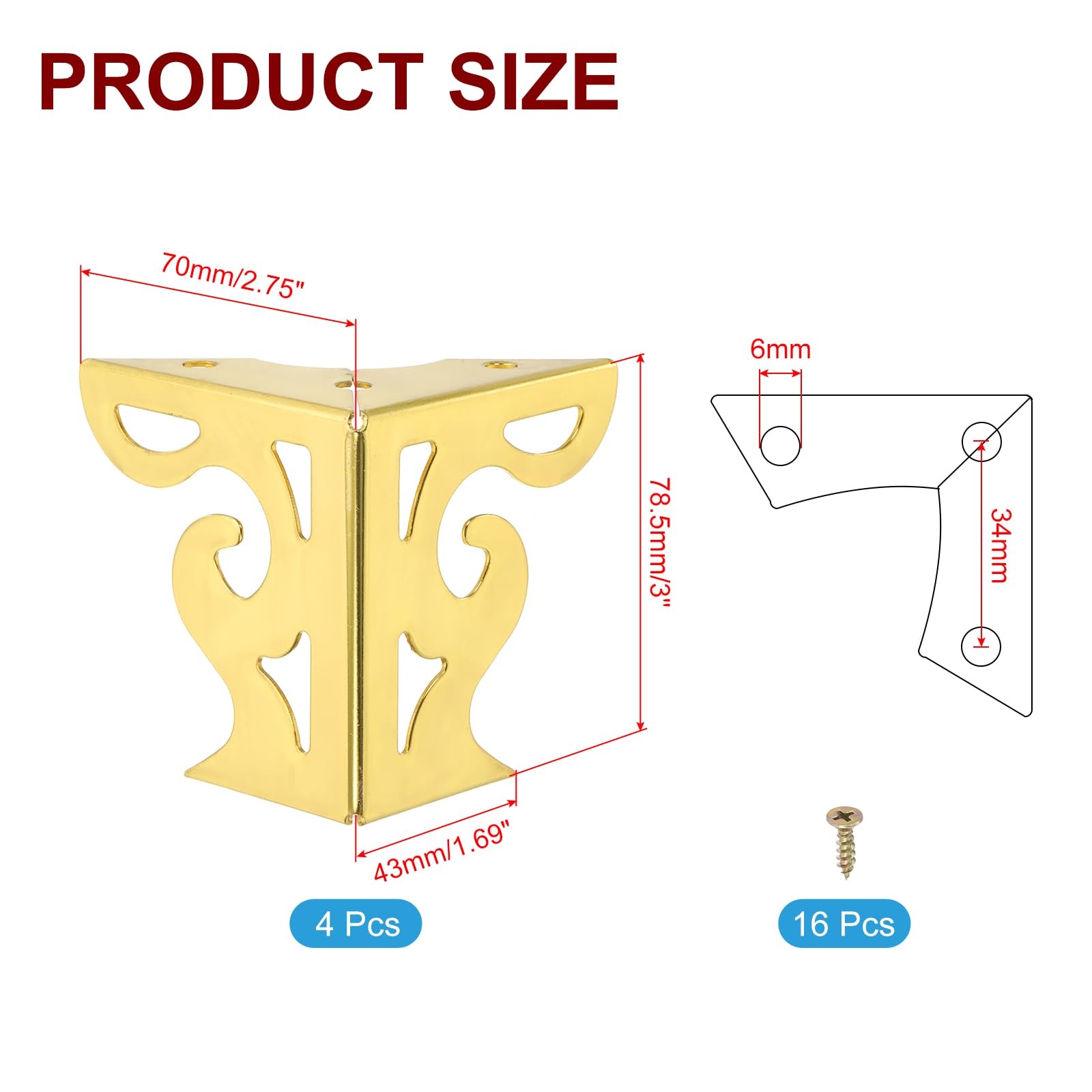 PATIKIL 3 Inch Hollow Out Furniture Legs - Image 2