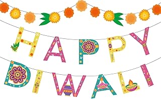 Happy Diwali Decoration Garland Banner - Festival of Lights Marigold Banner Diwali Decorations