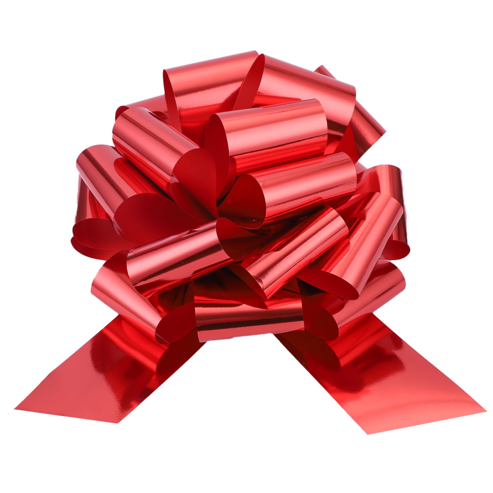 2 Pcs Large Ribbon Pull Bow - 12" Wide, Big Gift Bows for Cars Decor, New Houses, Gift Basket, Presents, Wreath, Decoration, Office (Red)