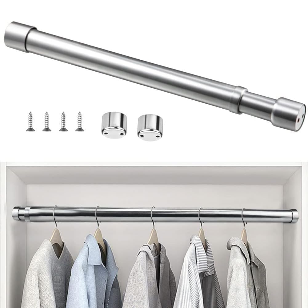Sponsored Ad – Khazna Telescopic Closet Pole, 25mm Extendable Wardrobe Rod with End Sockets, 47 to 80 cm Stainless Steel Thickened Adjustable Wardrobe Hanging Rod for Wardrobe, Shower, Balcony