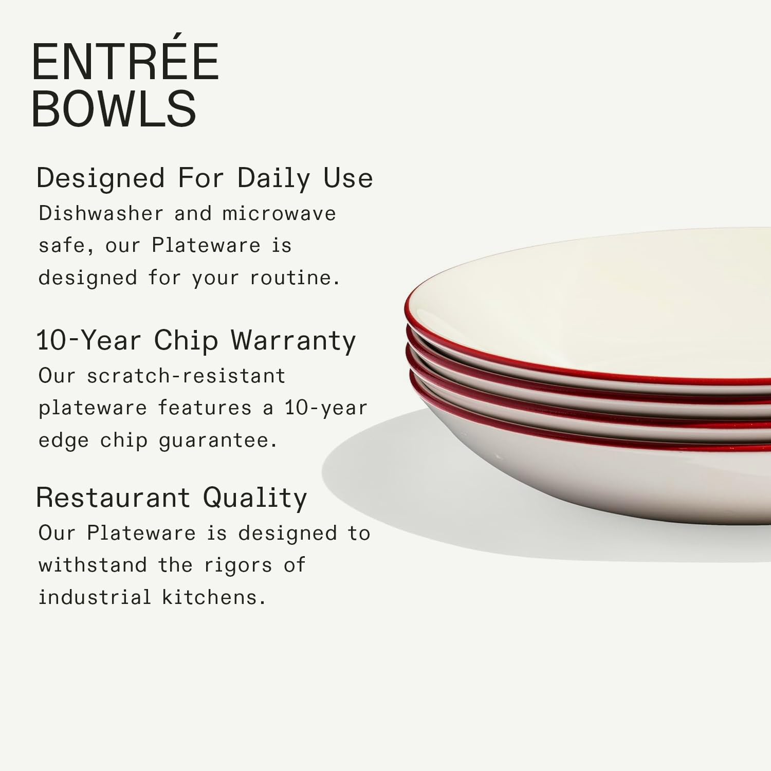 Set Di 4 Ciotole Per Antipasti Made In Cookware – Porcellana Inglese, 25,4 Cm, Bordo Rosso, Lavabili In Lavastoviglie