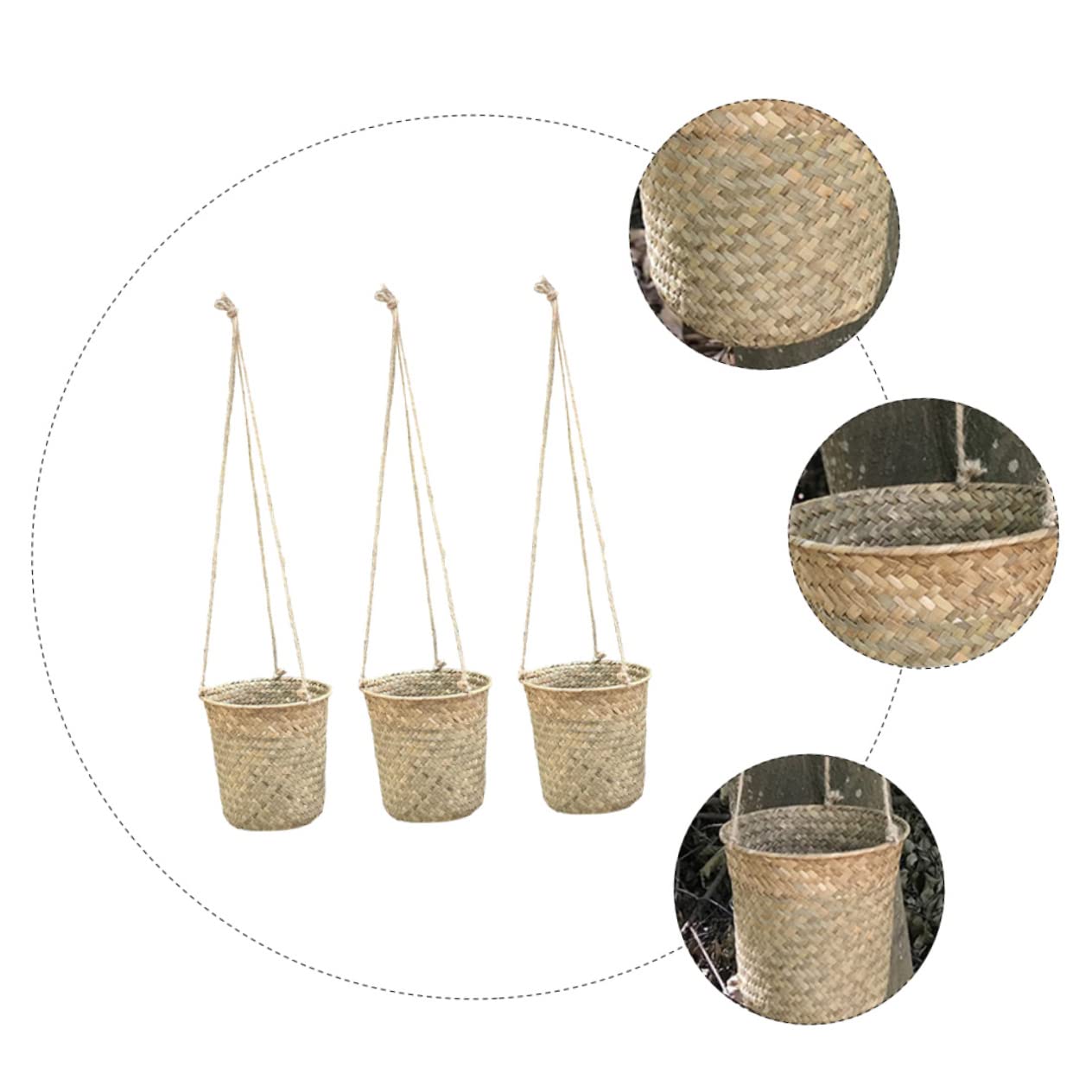 Amosfun 6stücke Teiliges Handgefertigte Woven Flower Basket Hängeblumenampel Aus Seegras Für Stilvolle Raumdekoration Und Praktische Aufbewahrung