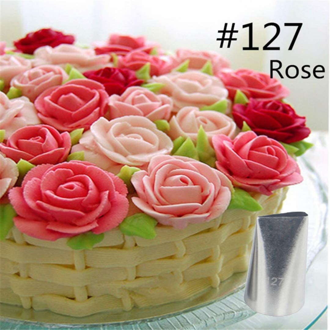 JasCherry 5 Pezzi Grande Petalo Bocchette Decorative per Pasticceria Rosa Beccucci in Acciaio per Cupcake - Bocchette Ugelli Fiori Set per Decorazione Torte #B