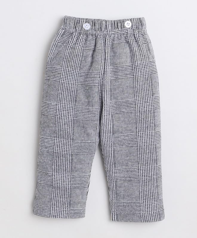 Image of BUMZEE Boy's Cotton Striped Full Sleeves Shirt Pant Set With Suspender & Cap (Peb8584)