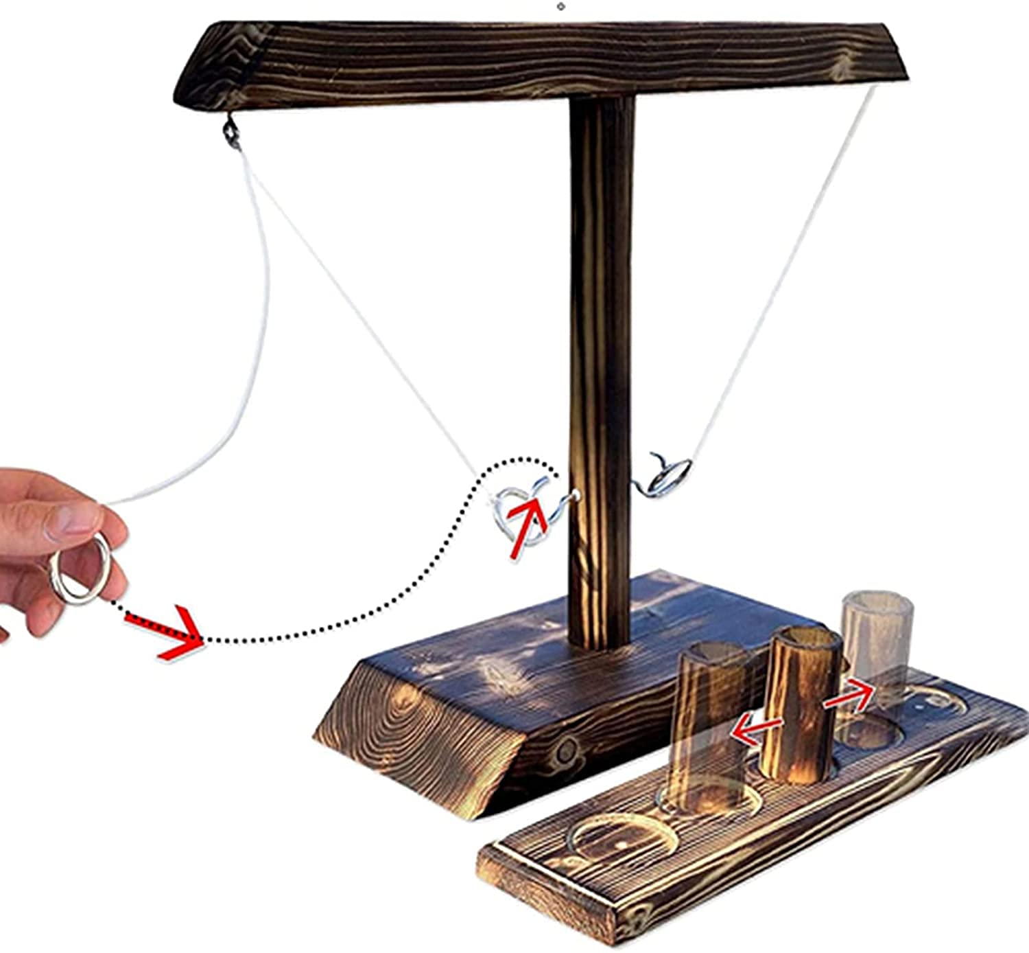 MEIRUIERHooks Ring Toss Game, Toss Hook and Ring Toss Battle Game, family games,Ring Toss Games for Adults and Kids, Hook and Ring Game, Interactive Game for Bars Home, Party Family (Wood color-B)