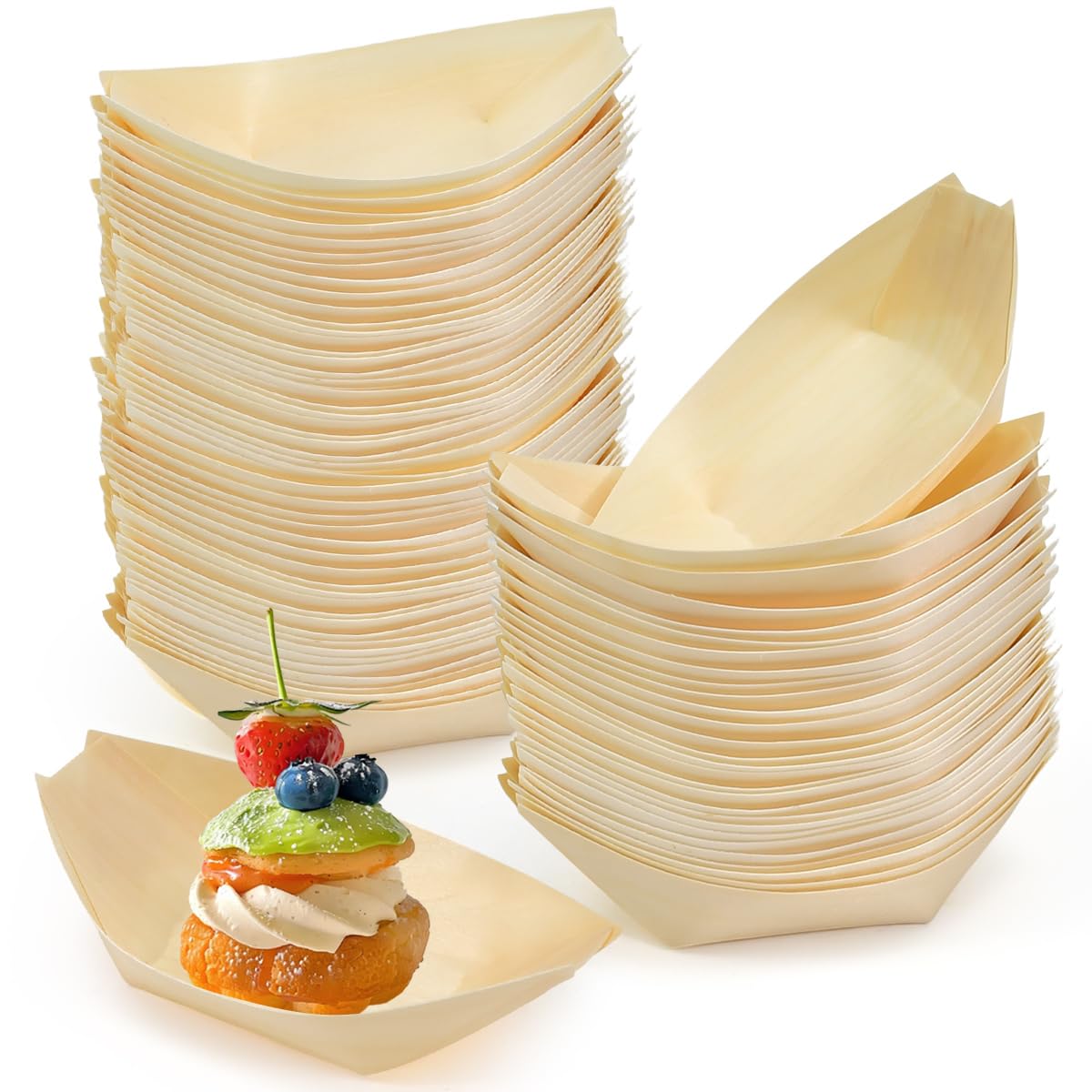 Vassoi in Legno Finger Food 11x7cm Barchette per Aperitivo Sushi Frutta Dessert