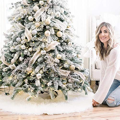 Maxesla Kerstboom Mat - 35 inch pluizige harige kerstboom rok decoratie, voor kerst Nieuwjaar partij decor
