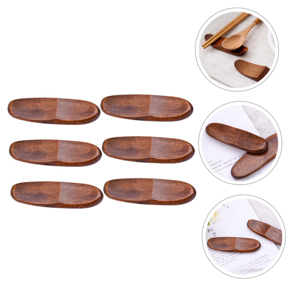OFFSCH 6pcs Japanese-style Wooden Chopstick Rests Elegant Serving Spoon Rest for Buffet Chopsticks Holders