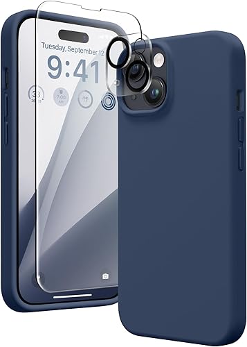 Miniatura 186 de GONEZ Funda de silicona para iPhone 14 Pro Max, compatible con MagSafe, con protector de pantalla + protector de lente de cámara, silicona líquida a