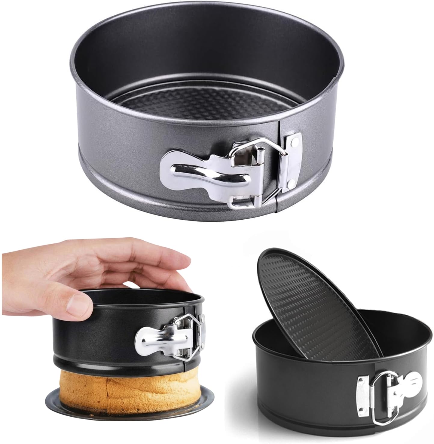 PureBake 4 Inch Non-Stick Round Cake Pan - Teflon Coated, Carbon Steel Mini Baking Pan for Cheesecakes, Pies, Quiches, and Small Desserts - Oven & Microwave Safe - 1 PCS Black-picture-17