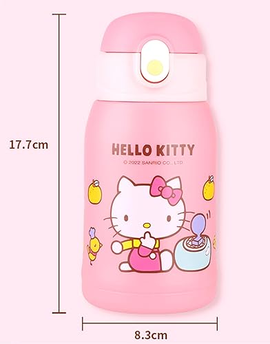 Miniatura 4 de Everyday Delights Sanrio Hello Kitty Stainless Steel Insulated Water Bottle Double Covers with Cup, Straw and Bag 480ml, Pink (KT6603)