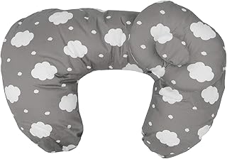 Almohada de lactancia con diseño de nube, color gris y blanco