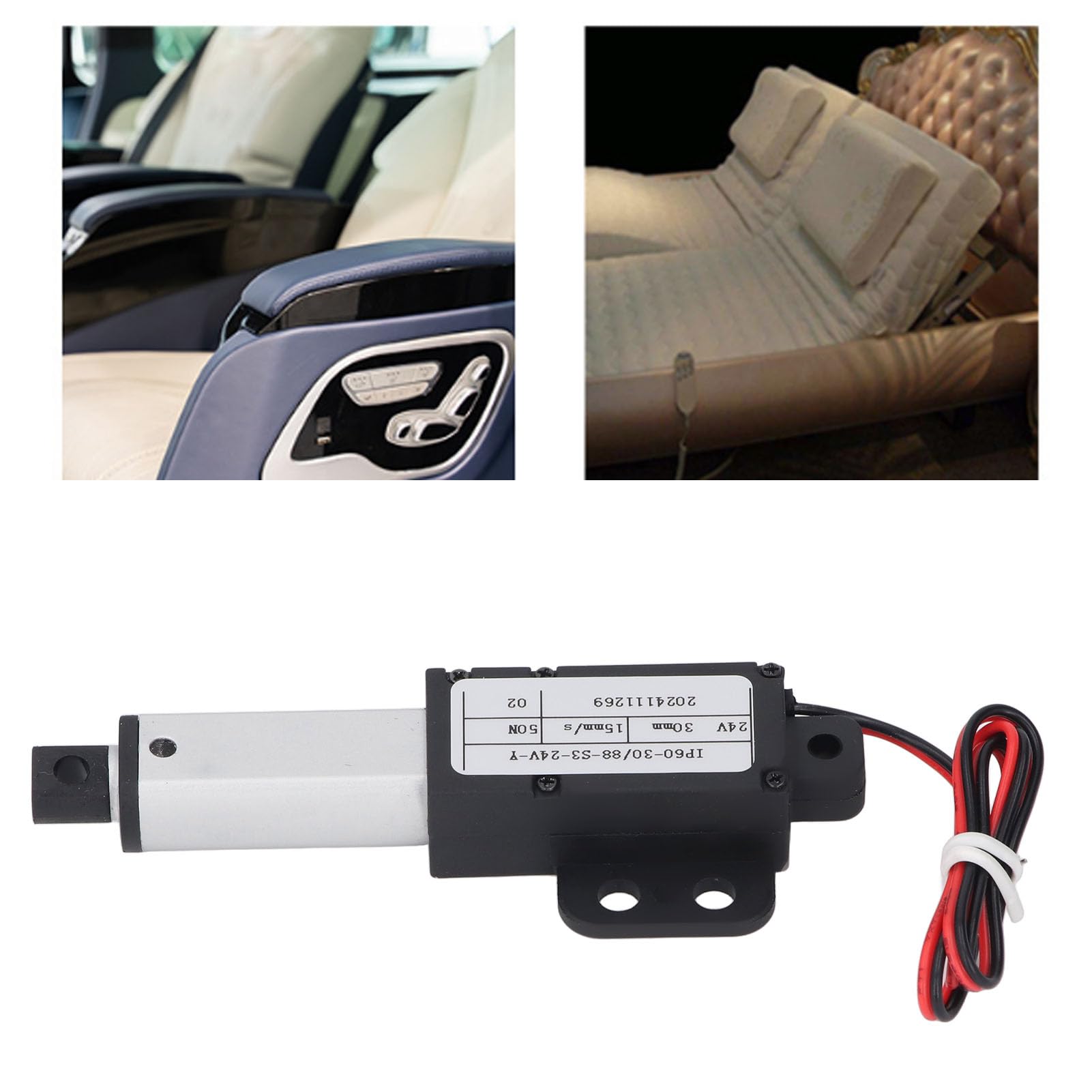 Mini Actuador Lineal Eléctrico de 24 V, Eficiente y Precisa de 30 Mm, con Diseño de Seguridad para la Prueba de Agua IPX4, Material de Aluminio y ABS