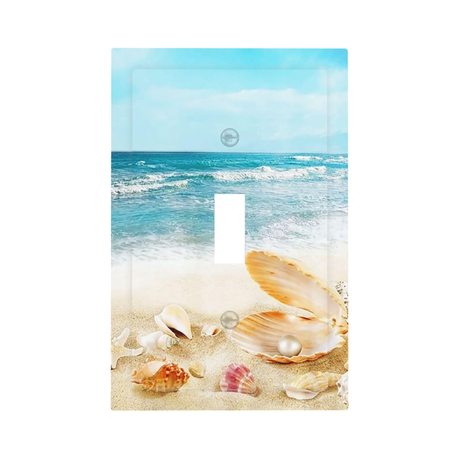 Nautical Beaach Shell Starfish Coastal Decorative 1 Gang Light Switch Cover Single Toggle Switch Wall Plate Cover Electrical Switchplate Faceplat Room Decor