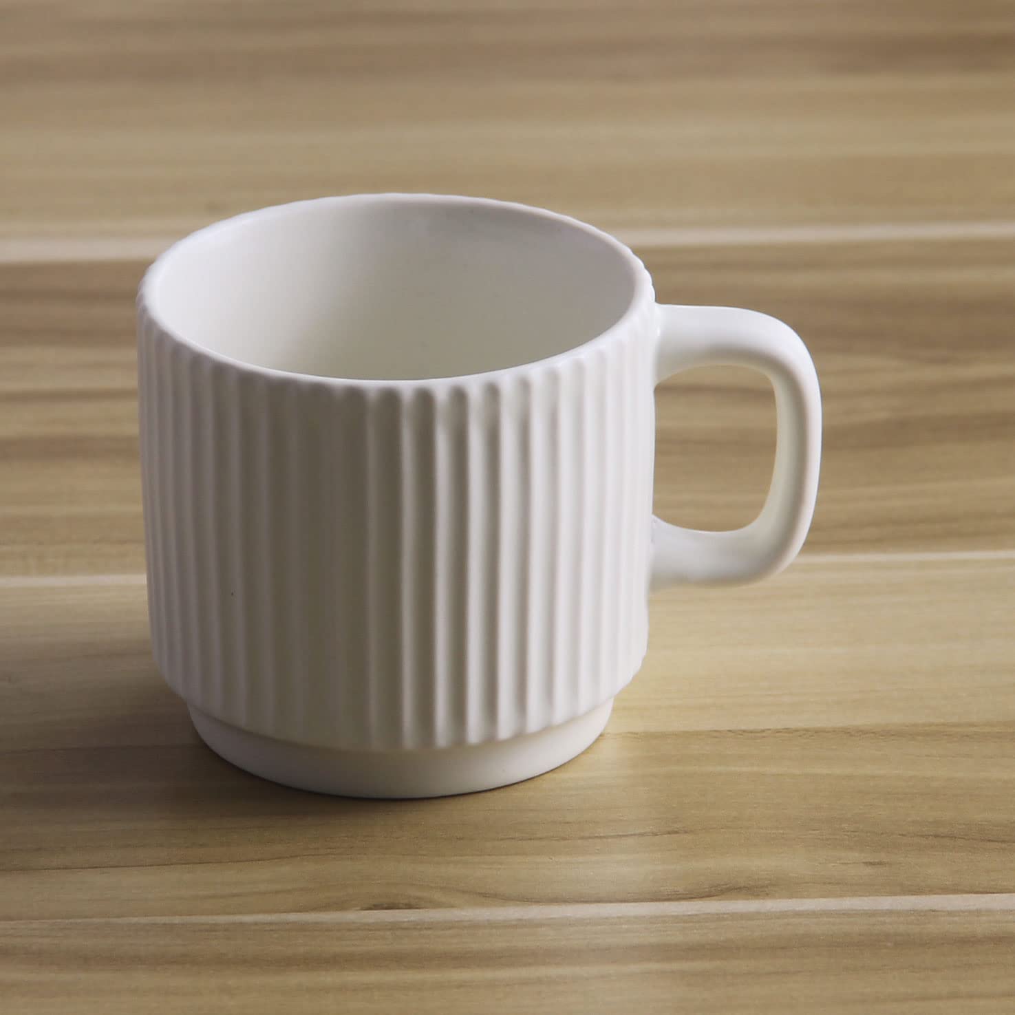 Lot de 4 tasses à café empilables en céramique avec poignée pour latte, cappuccino, cacao, 200 ml, blanc