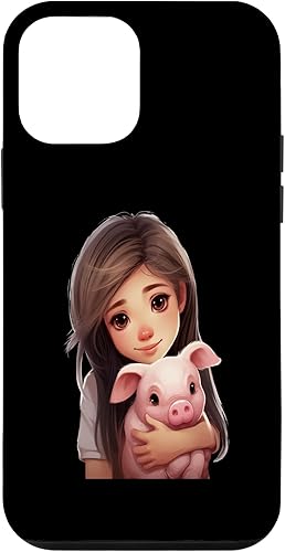 iPhone 12 mini cute girl hugging pig animal rights friend pet lover Idea Cr Case
