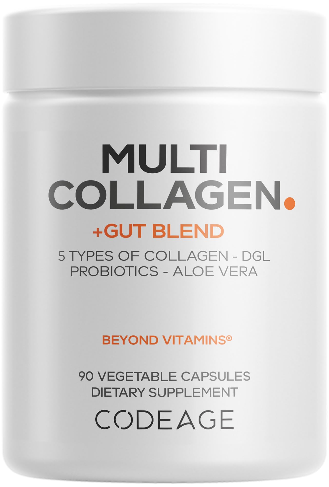 Multi Collagen + Gut Blend Supplement - Digestive Probiotics, DGL Licorice, Aloe Vera, Organic Peppermint Leaf, Slippery Elm - Hydrolyzed Bovine Collagen Pills - Non-GMO - 90 Capsules