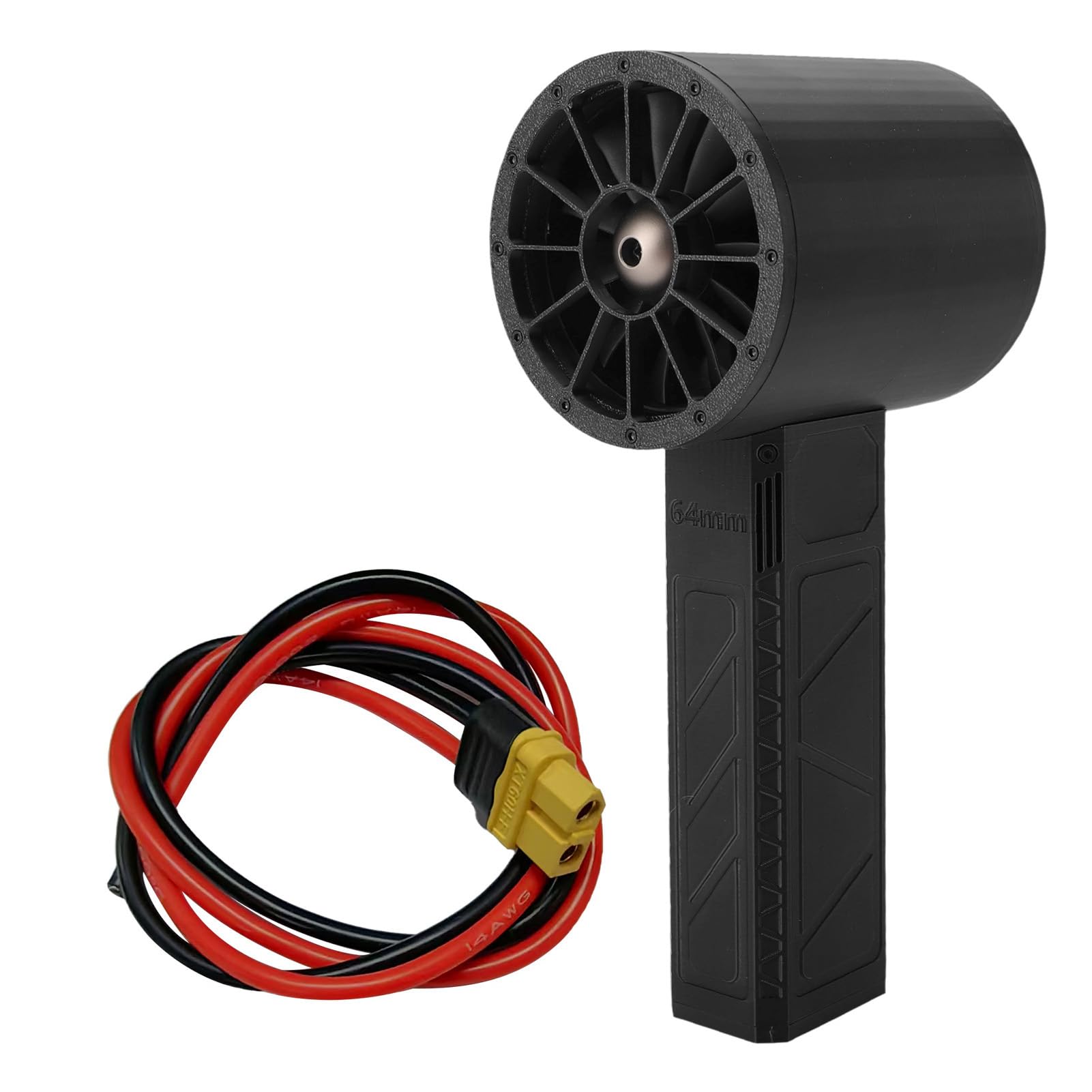 TOPINCN Soffiatore Portatile, Mini Ventola in ABS, Spolverino con Controllo Continuo della velocità, Condotto da 64 Mm, Alimentazione Esterna da 8 a 16,8 V, per Lavaggio Auto, Pulizia Tastiera,